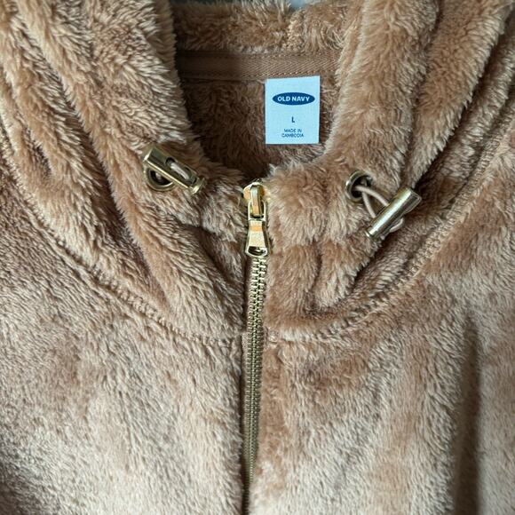 Old Navy Fuzzy Teddy Bear Sweater Hoodie Women's Size Large - Picture 3 of 7